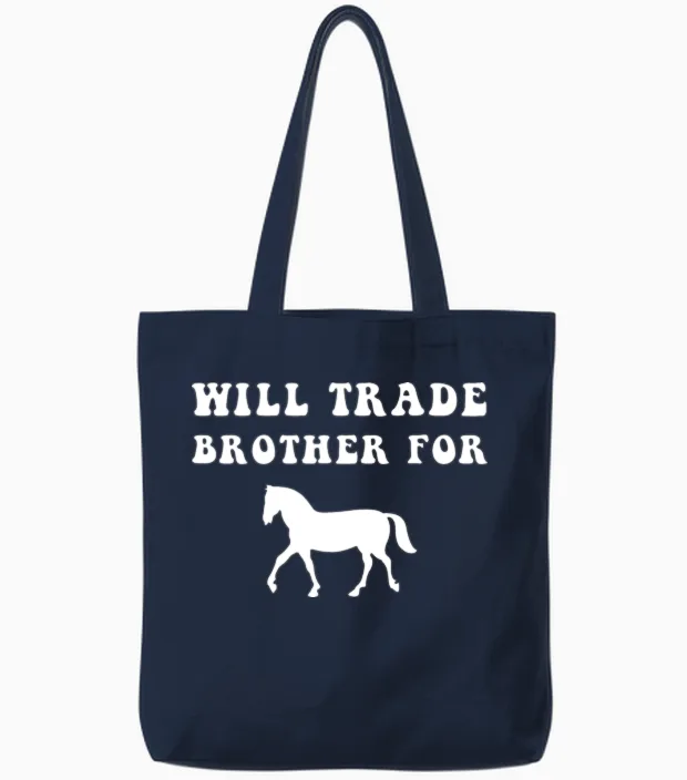 Funny Horse Animal, Horse Lover, Brother Gifts Tote Bags in Navy
