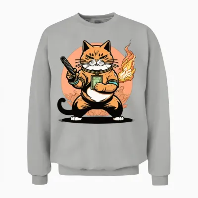 Cat Funny Animals Unisex Sweatshirt - Ash