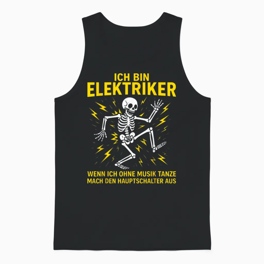 Men's T-Shirt with German Text "ich Bin Elektriker" [german Langu Unisex Tank Top in Black