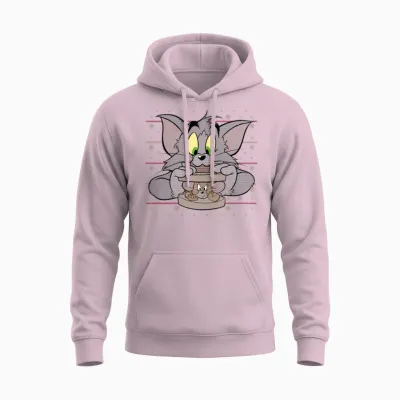 Tom and Jerry X-Mas Sandwich Unisex Hoodie - Light Pink