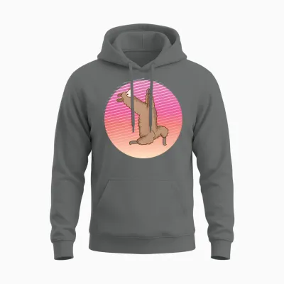 90s Retro Llama Alpaca Unisex Hoodie - Graphite Heather