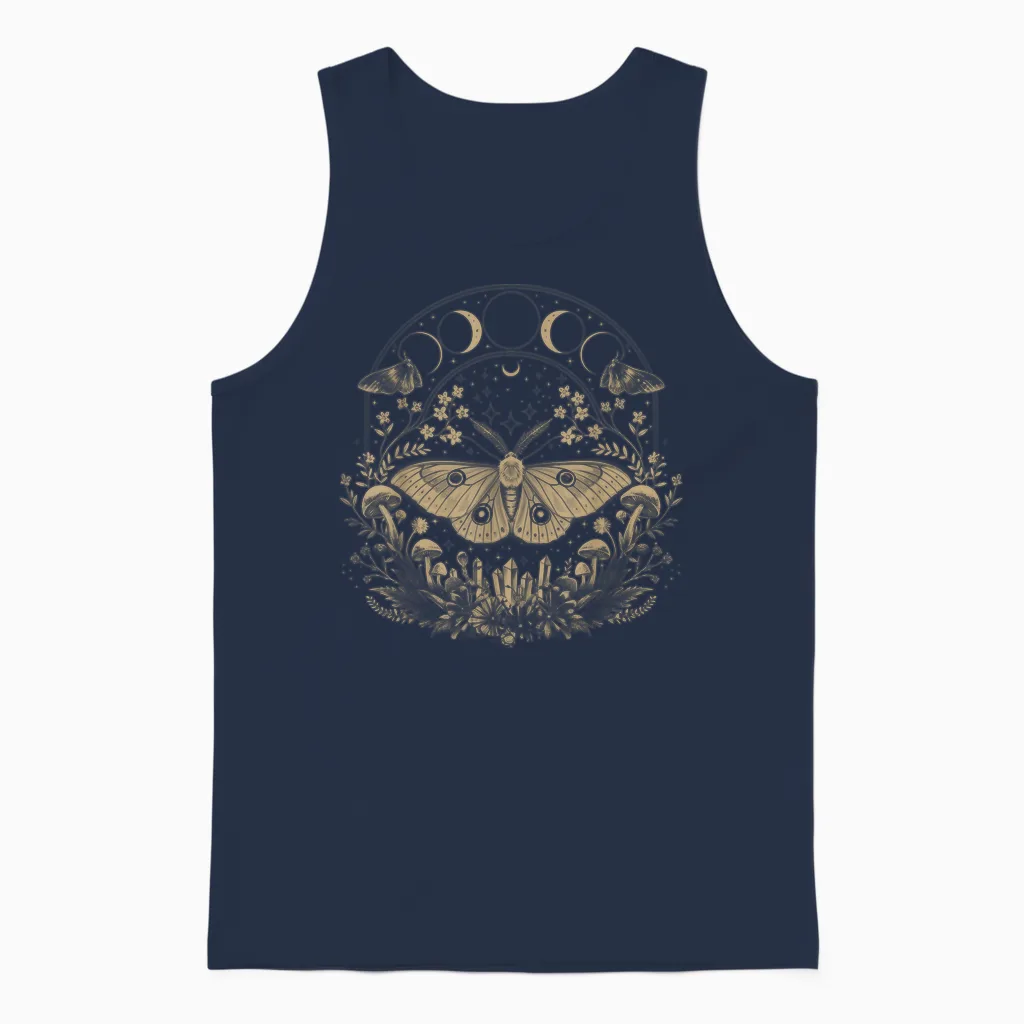 Niedliche Fairycore Motte Therian ästhetische Blumen Für Mädchen Frauen Unisex Tank Top in Navy