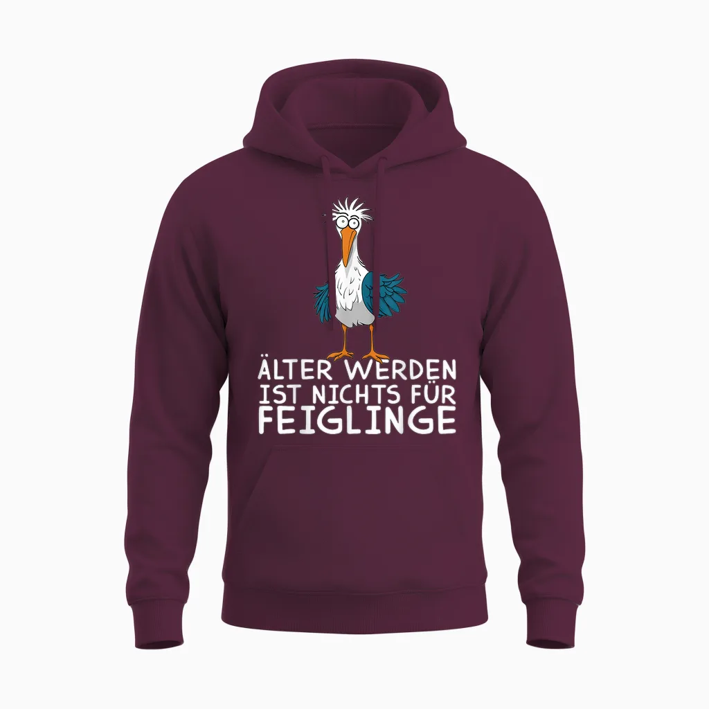 Funny Seagull Seagull Get Older Is Nothing for Cowards Unisex Hoodie in Maroon