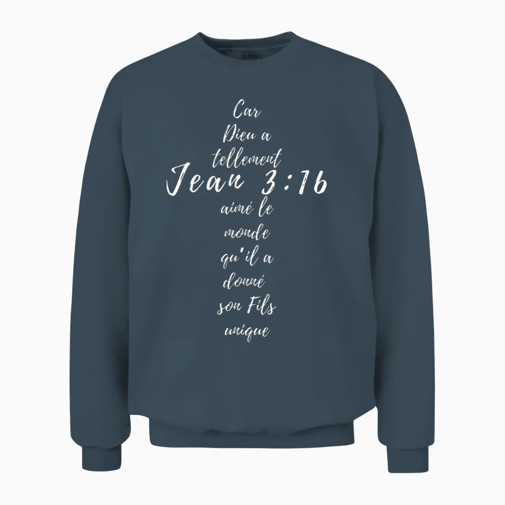 Jean 3 16 Croix Chrétienne Cadeaux Religion Verset Bible T-Shirt Haut De Gamme Unisex Sweatshirt in Dark Heather