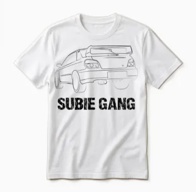 Subie Gang Subaru Wrx Jdm Lover Outline Silhouette Unisex T-Shirt - White