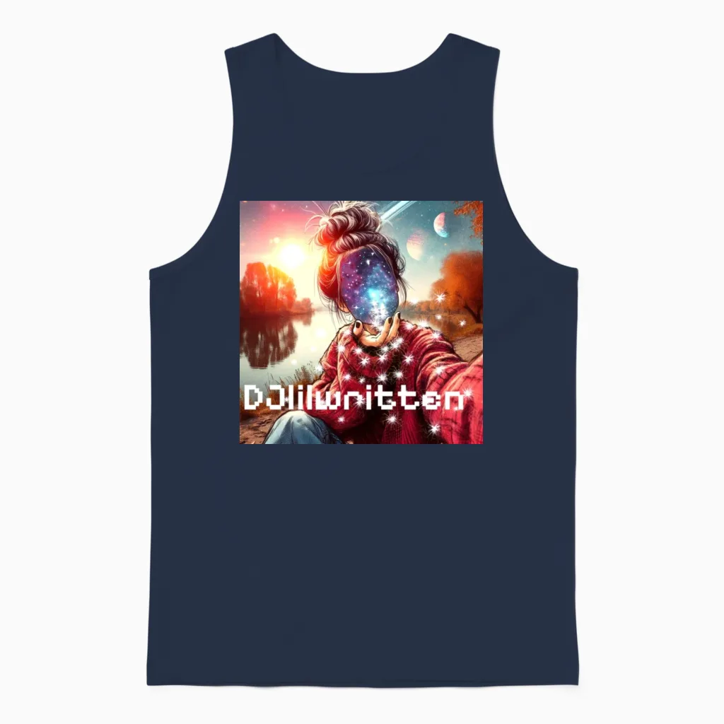 Dj Lil Written Vinyl & Gift Unisex Tank Top in Navy