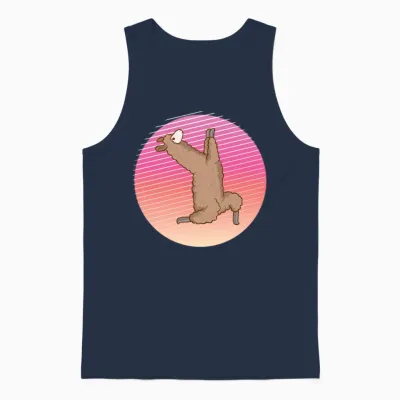 90s Retro Llama Alpaca Unisex Tank Top - Navy