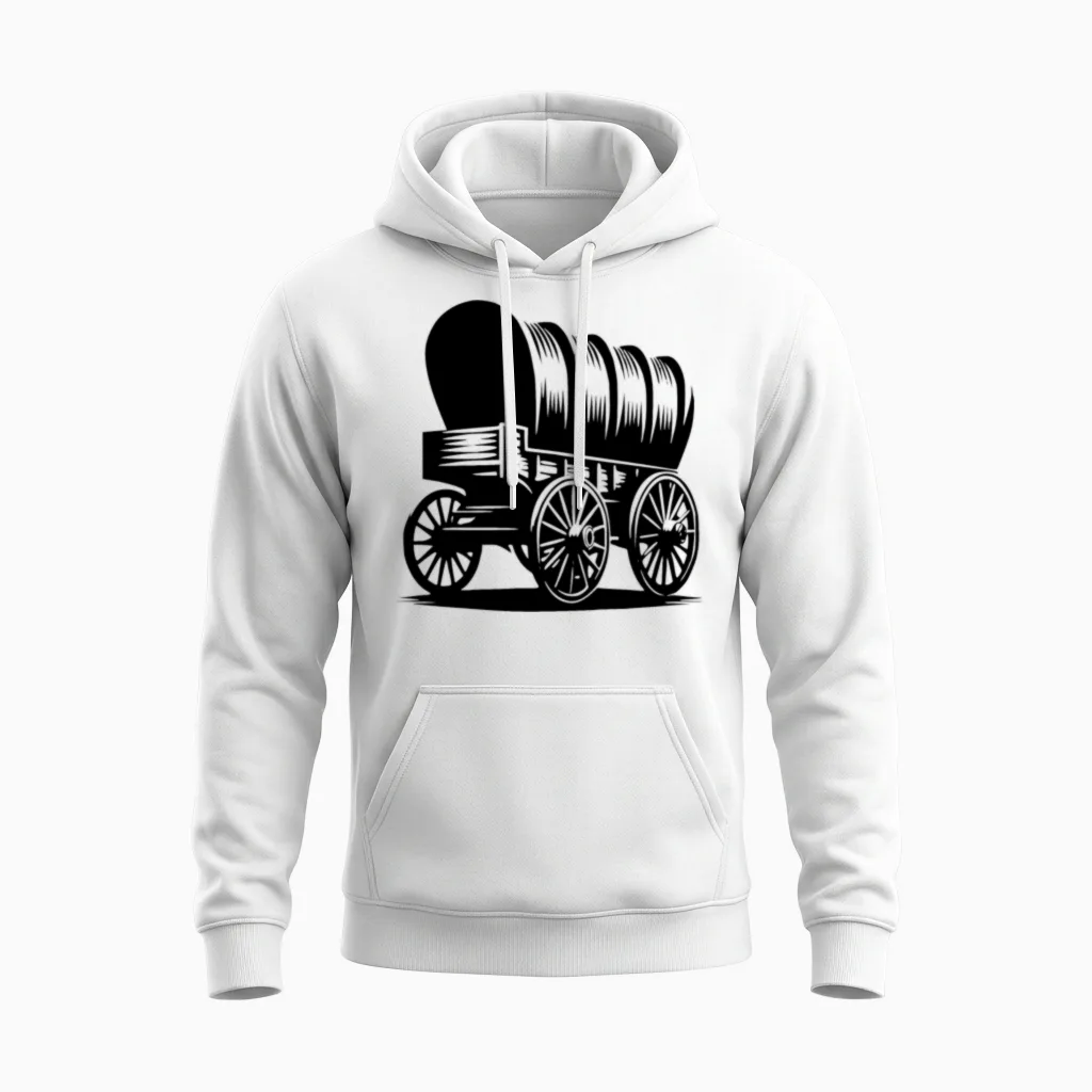 Covered Wagon for Horses Horse Lovers Gift Unisex Hoodie in White