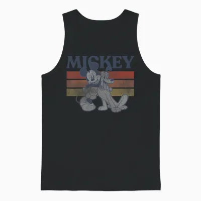 Disney Mickey and Friends Mickey and Pluto Retro Line T-Shirt Small Unisex Tank Top - Black