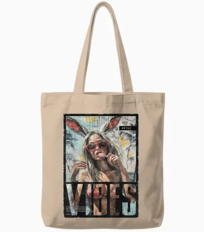 Vintage Girl Magazine Cover Sexy Model Pin-Up T-Shirt, Black Tote Bags - Natural