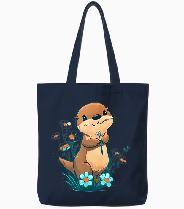 Baby Otter Blumen β Otter Kids & Tote Bags in Navy