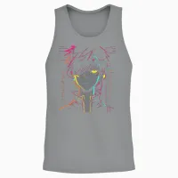 Anime Manga Pattern Colorful Illustration Anime T-Shirt, Black, S Unisex Tank Top in Sport Grey - 2