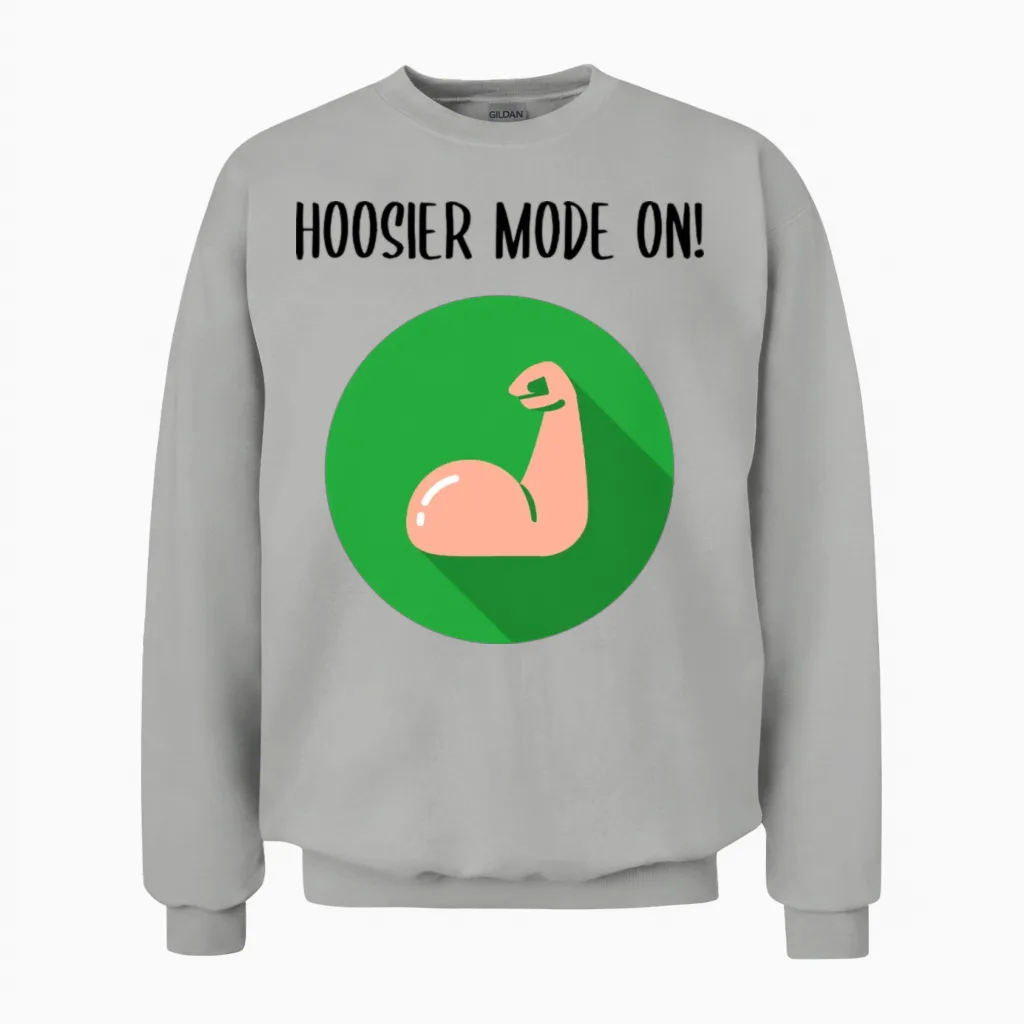 Hoosier Mode on Indiana Funny Unisex Sweatshirt in Ash