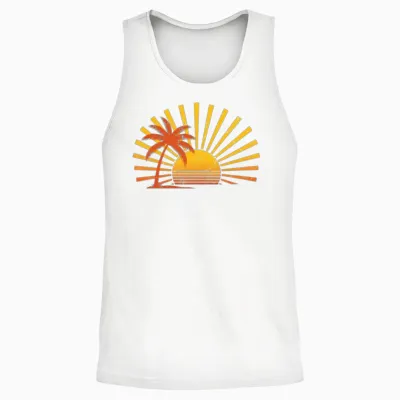Retro Palm Sunset Unisex Tank Top - White