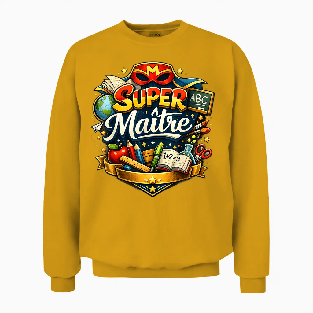 Cadeau Super Maître D'école Original Fin D'année Enseignant Unisex Sweatshirt in Gold