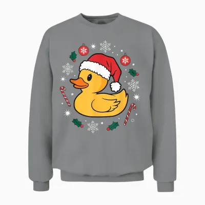 Rubber Duck Christmas Rubber Duck T-Shirt, Black, S Unisex Sweatshirt - Sport Grey