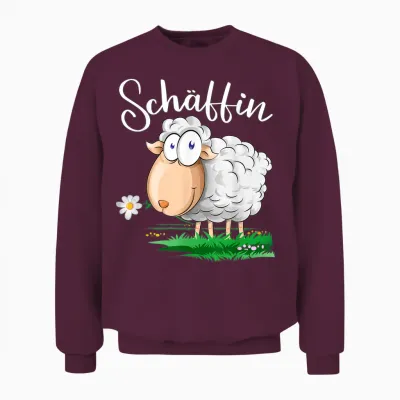 T-Shirt with German Text "sheep Says" [german Language], Black Unisex Sweatshirt - Maroon
