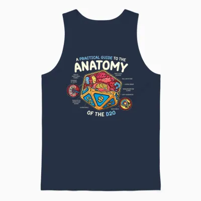 Anatomy of the D20 Polyedrische 20-Seitige Würfel Lustiges Rpg Unisex Tank Top - Navy