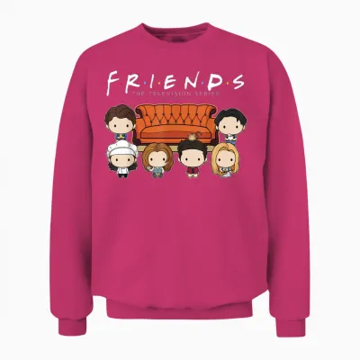 Friends Chibi Characters Central Perk Coffee Shop Group Shot Unisex Sweatshirt - Heliconia