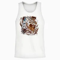 Beautiful Vintage Dragon Lover Fantasy Art Cool Illustration Unisex Tank Top in White - 2