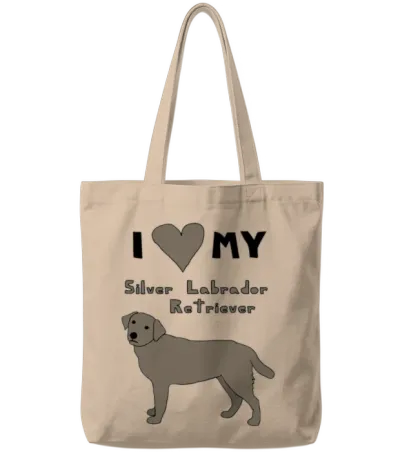 I Heart My Silver Labrador Retriever Tote Bags - Natural