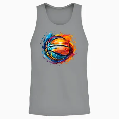 Basketball Ball in Beautiful Colourful Colours Basketball T-Shirt, Black Unisex Tank Top - Sport Grey
