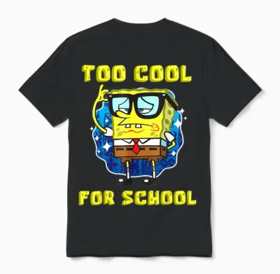 Mademark X Spongebob Squarepants - Spongebob Too Cool for School Wearing Glasses for Boys Girls Unisex T-Shirt - Black