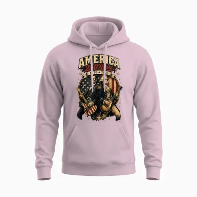 George Washington Abraham Lincoln Playing Guitar 4th July Unisex Hoodie - Light Pink