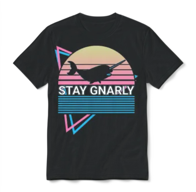 Narwhal Retro Unisex T-Shirt - Black