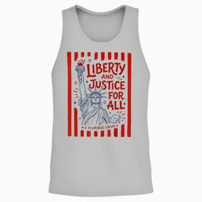 Liberty and Justice for All Statue of Liberty Patriotic Usa Unisex Tank Top - Ash