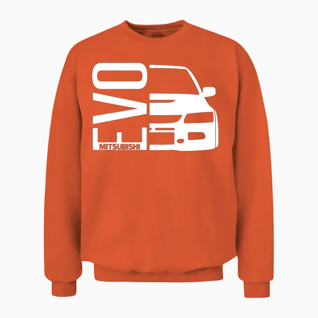 Evo Mitsubishi 8 9 10 Viii Evolution Hoodie Car Ra Unisex Sweatshirt in Orange