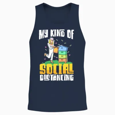 Beekeeper Social Distance Humor Unisex Tank Top - Navy