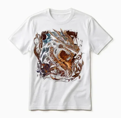 Beautiful Vintage Dragon Lover Fantasy Art Cool Illustration Unisex T-Shirt - White