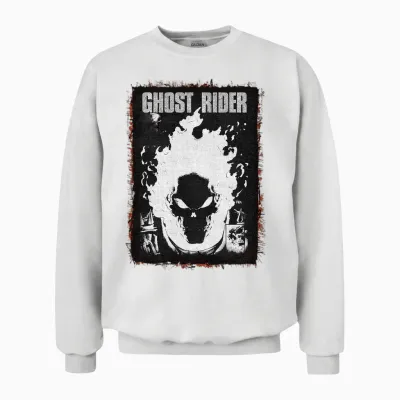 Poster Marvel Ghost Rider Dark Distressed Manche Longue Unisex Sweatshirt - White