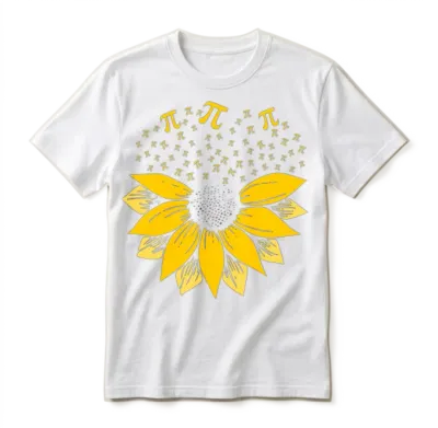 Pi Day Sunflower Unisex T-Shirt - White