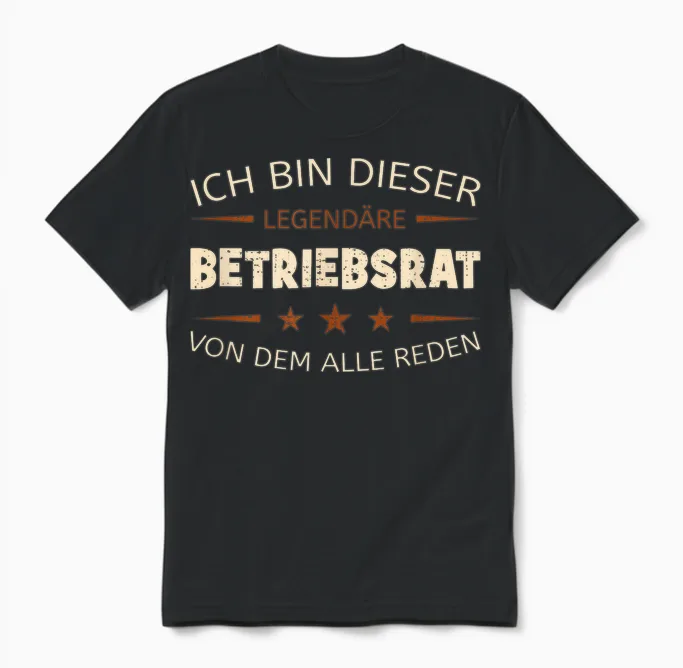 T-Shirt with German Text "ich Bin Dieser Legendäre Betriebsrat" [german, Black Unisex T-Shirt in Black