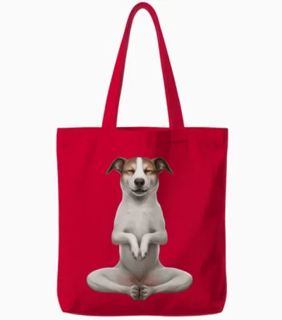 Dog Yoga Tote Bags - Red
