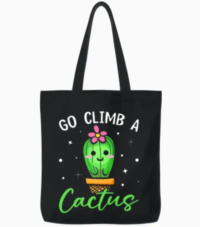 Funny Succulent Tote Bags - Black