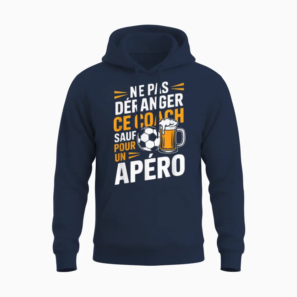 Coach Foot Apéro Homme Humour Idée Cadeau Drôle Bière Unisex Hoodie in Navy