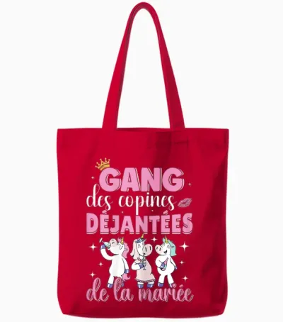 Gang of the Bride Girlfriends - Accessory Evjf T-Shirt, Black, S Tote Bags - Red