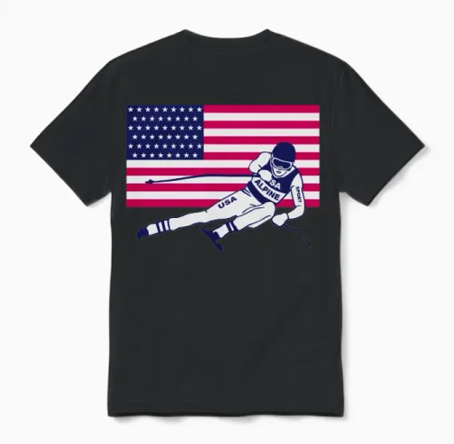 Ski Alpine - Ski - Usa - Patriotic & 4th of July Unisex T-Shirt in Black