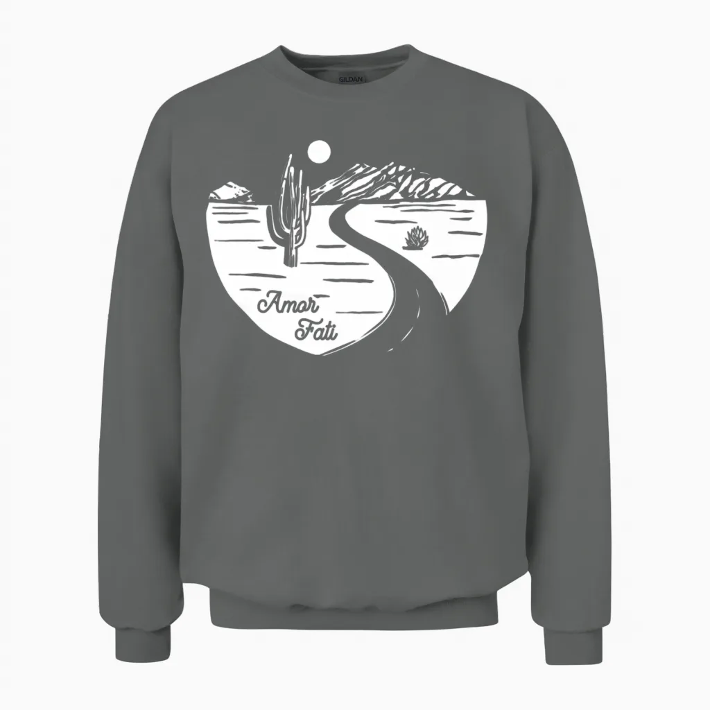 Stoic Quote Amor Fati Desert Night Sky Unisex Sweatshirt - Graphite Heather