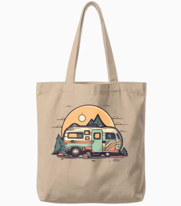 Retro Rv Tote Bags in Natural