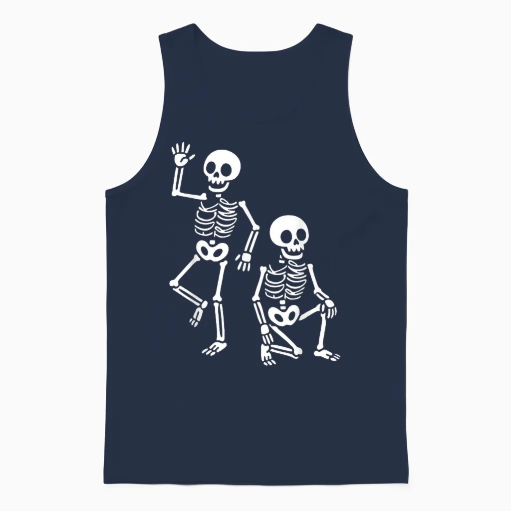 Funny Halloween Trump Skeleton Trump Unisex Tank Top in Navy