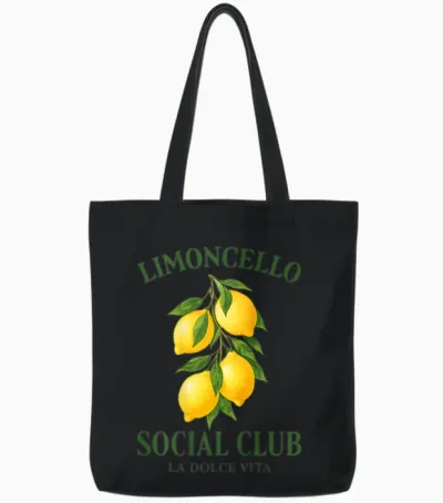 Limoncello Social Club X La Dolce Vita X Spritz - Backprint Tote Bags - Black