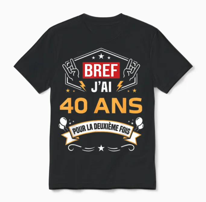 Bref J'ai 40 Ans Pour La Deuxième Fois Anniversaire 80 Ans Unisex T-Shirt in Black