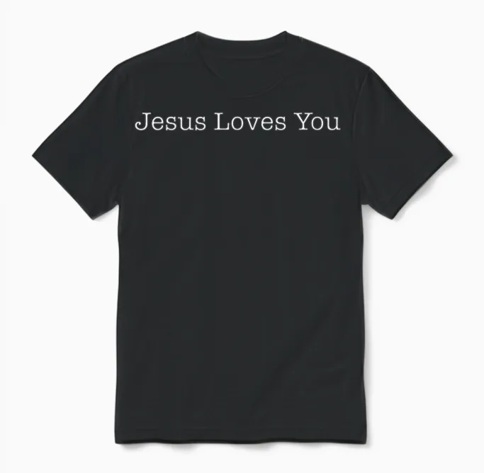 Shirt That Says Jesus Loves You T-Shirt, Black, S Unisex T-Shirt in Black