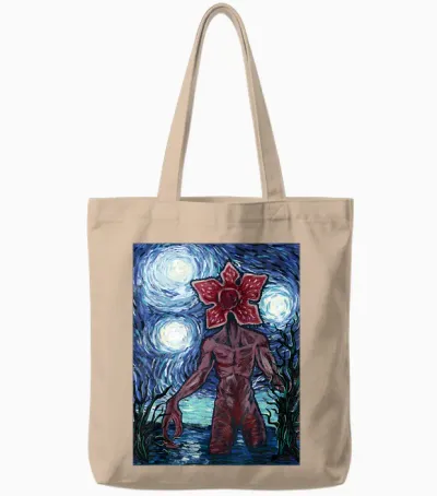 Netflix Stranger Things Demogorgon Starry Night Style Tote Bags - Natural