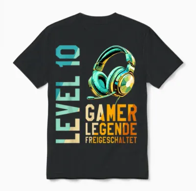 10. Geburtstag Junge Mädchen Gaming Level 10 Jahre Unisex T-Shirt - Black