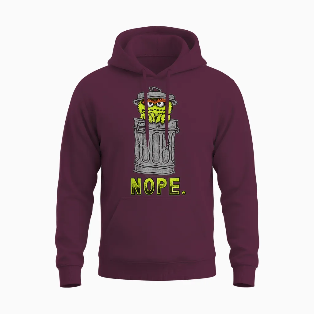 Sesame Street Oscar Nope, Sesamstrasse Unisex Hoodie in Maroon
